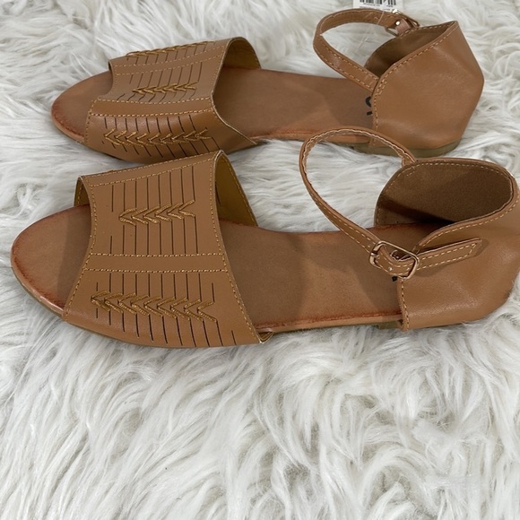 SR2 Huarache Flat Peep Toe Sandals Ankle Strap Brown Size 8 - Picture 5 of 11